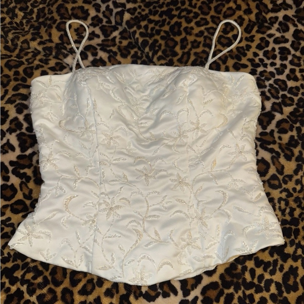 Mori Lee Cream Embroidered Camisole